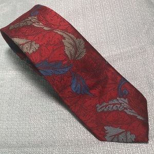Vintage Oscar De La Renta 90s y2k Neck Tie Leaf Leaves Cranberry Blue Unique